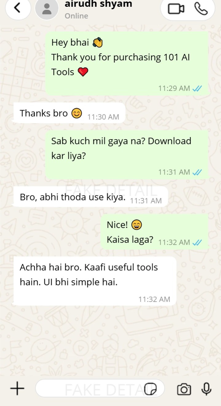 WhatsApp testimonial