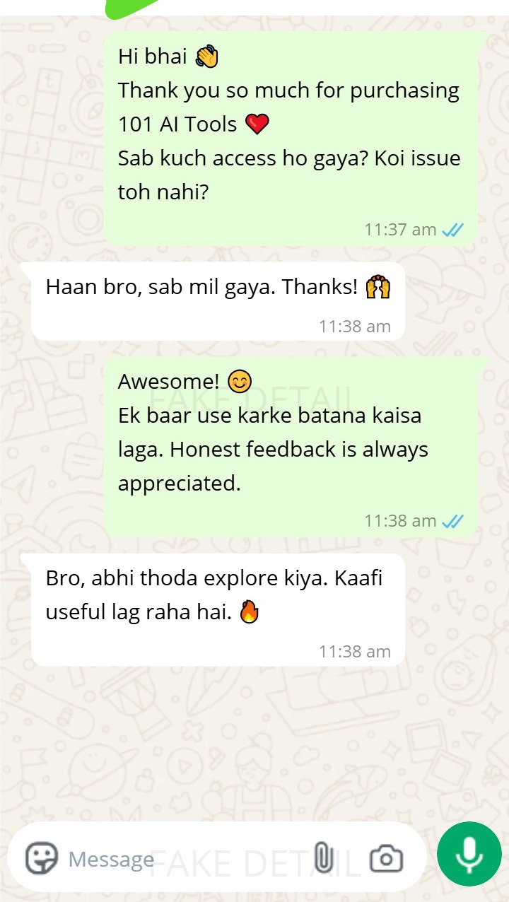 WhatsApp testimonial